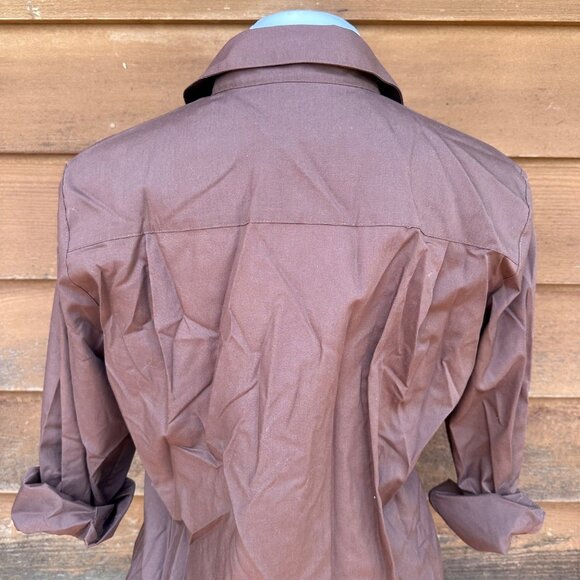 Foxcroft Milk Chocolate Wrinkle Free RN21664 Button Down Shirt Size 12P - Picture 7 of 8